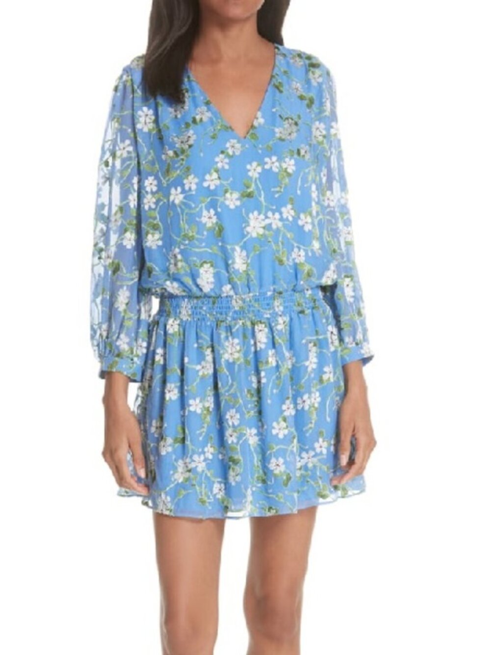 Alice + Olivia Adaline Smocked Floral Mini Dress - Size 8